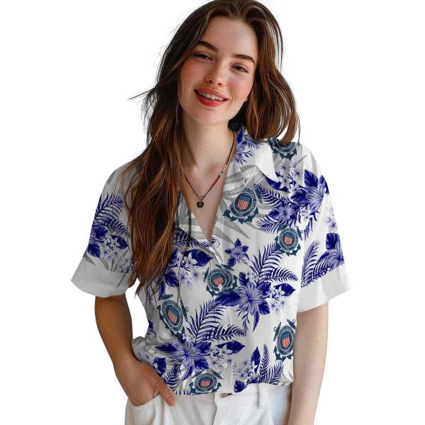 Coast Guard Hibiscus Palm Leaves Hawaiian Shirt Trendy