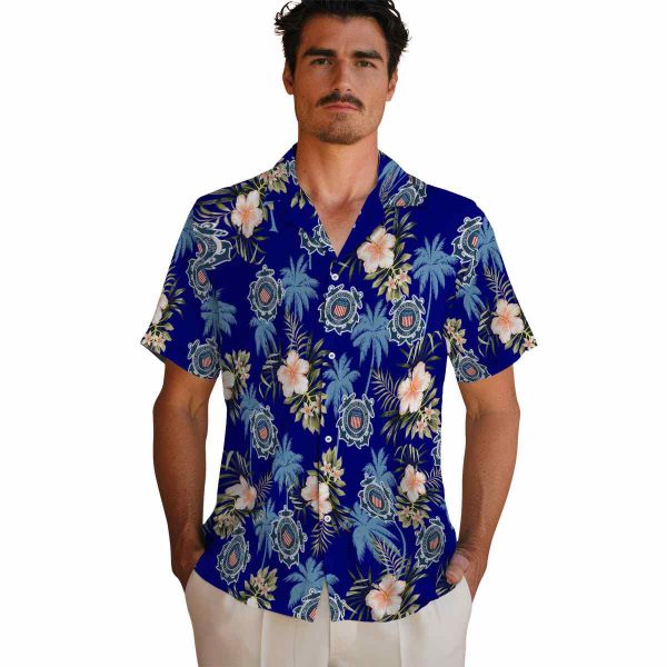 Coast Guard Palm Tree Flower Hawaiian Shirt High quality