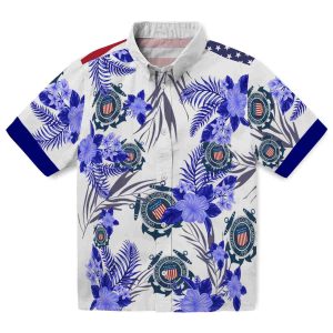 Coast Guard Patriotic Hibiscus Design Hawaiian Shirt Best selling