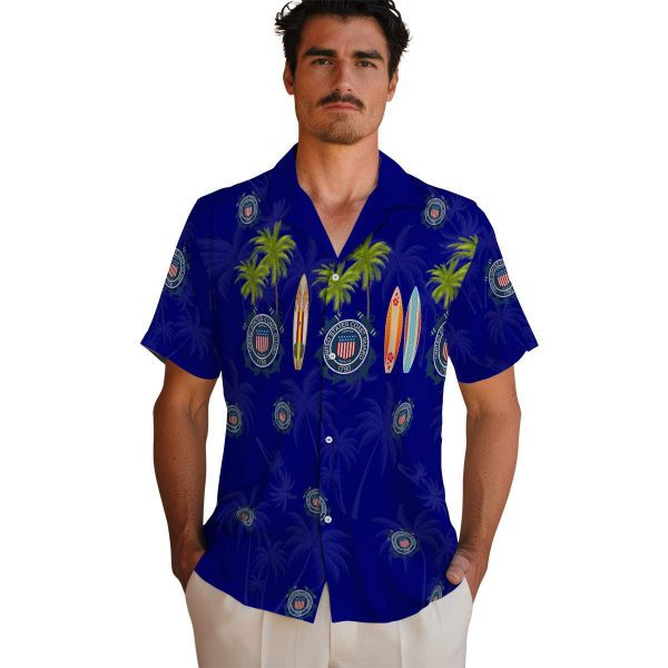 Coast Guard Surfboard Palm Hawaiian Shirt High quality