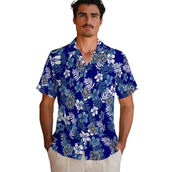 Coast Guard Tropical Floral Hawaiian Shirt High quality