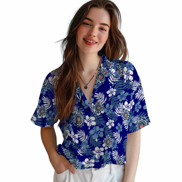 Coast Guard Tropical Floral Hawaiian Shirt Trendy