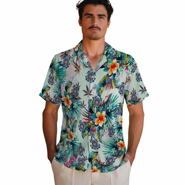 Coast Guard Tropical Foliage Hawaiian Shirt High quality