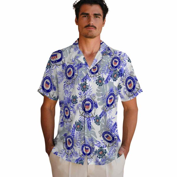 Coast Guard Tropical Leaves Hawaiian Shirt High quality