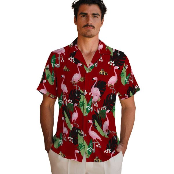 Construction Flamingo Leaf Motif Hawaiian Shirt High quality