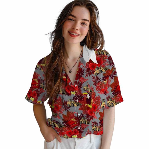 Construction Floral Toucan Hawaiian Shirt Trendy