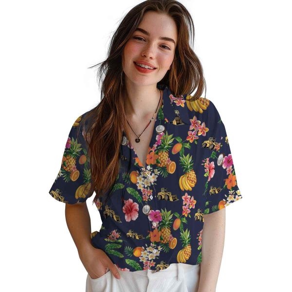 Construction Hibiscus And Fruit Hawaiian Shirt Trendy