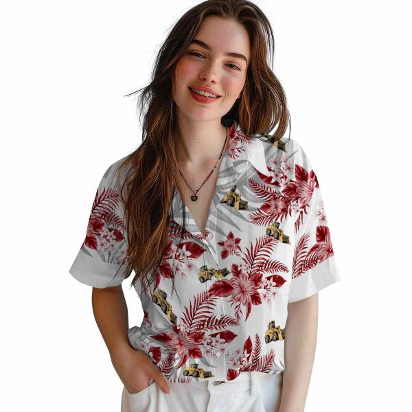 Construction Hibiscus Palm Leaves Hawaiian Shirt Trendy