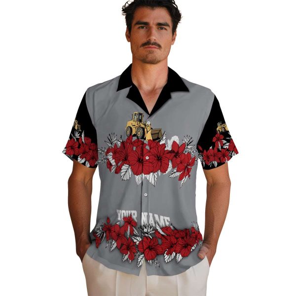 Construction Hibiscus Stripe Hawaiian Shirt High quality