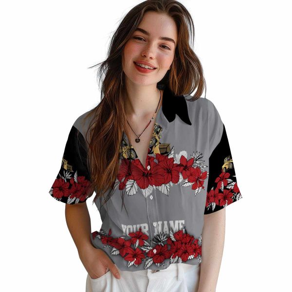 Construction Hibiscus Stripe Hawaiian Shirt Trendy