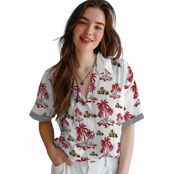 Construction Palm Island Print Hawaiian Shirt Trendy