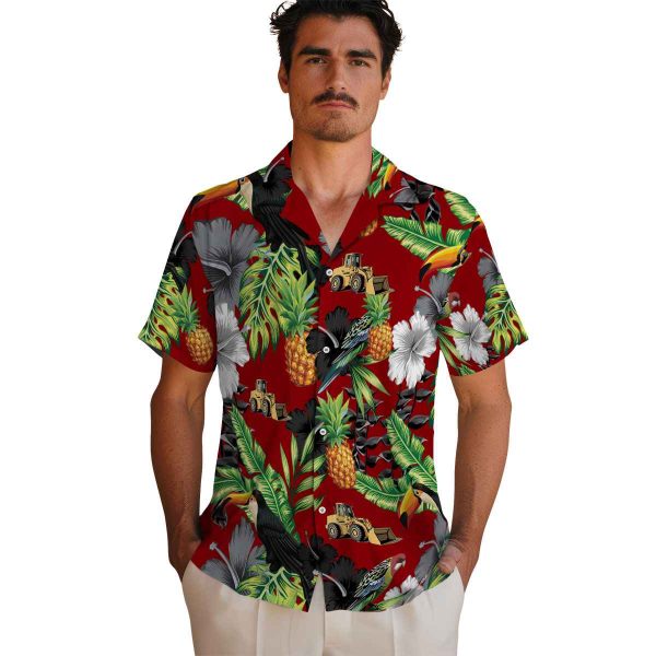 Construction Toucan Hibiscus Pineapple Hawaiian Shirt High quality