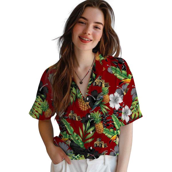 Construction Toucan Hibiscus Pineapple Hawaiian Shirt Trendy