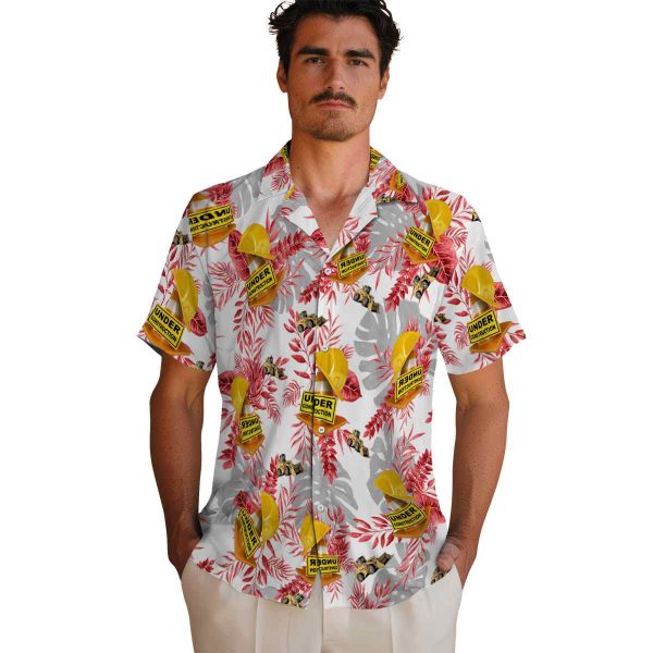 Construction Tropical Leaves Hawaiian Shirt High quality