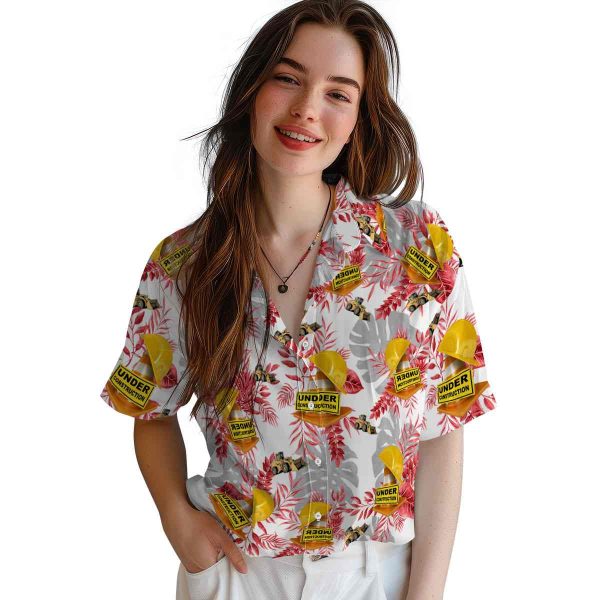 Construction Tropical Leaves Hawaiian Shirt Trendy