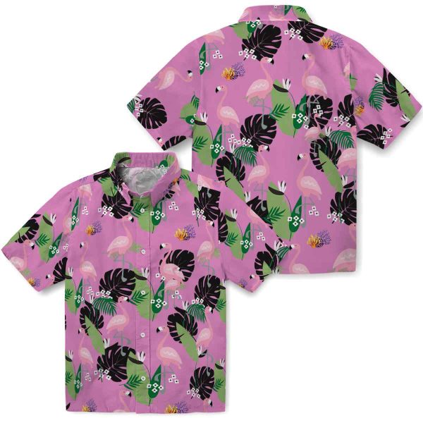 Coral Flamingo Leaf Motif Hawaiian Shirt Latest Model