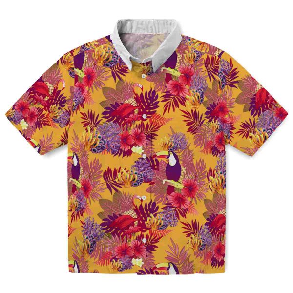 Coral Floral Toucan Hawaiian Shirt Best selling