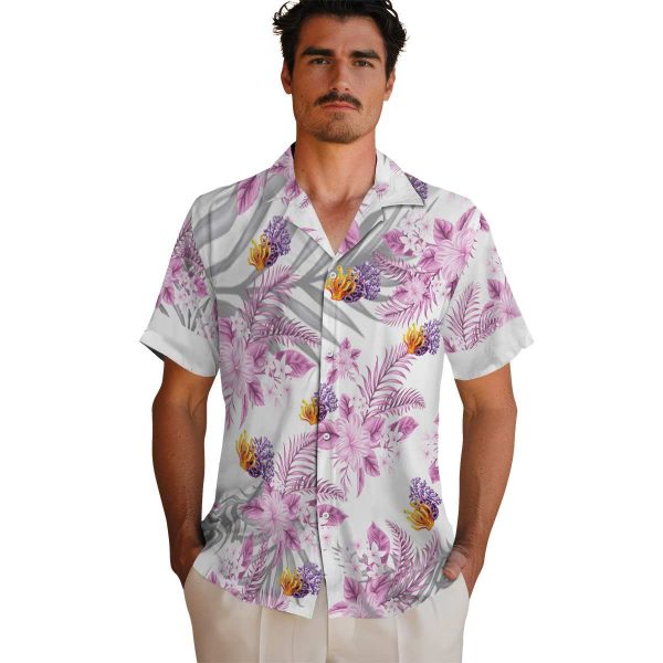 Coral Hibiscus Palm Leaves Hawaiian Shirt High quality