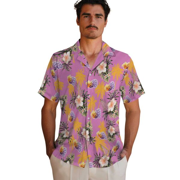 Coral Palm Tree Flower Hawaiian Shirt High quality