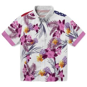 Coral Patriotic Hibiscus Design Hawaiian Shirt Best selling