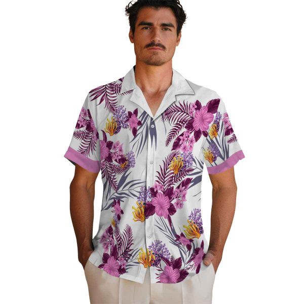 Coral Patriotic Hibiscus Design Hawaiian Shirt High quality