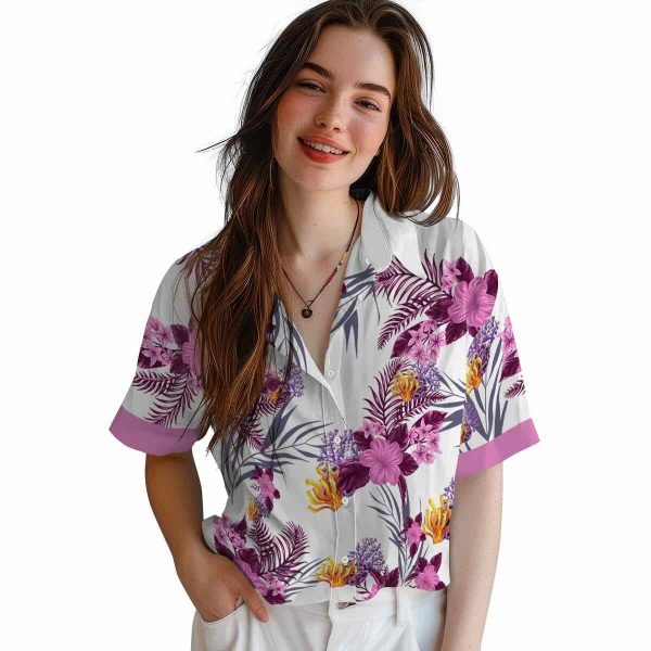 Coral Patriotic Hibiscus Design Hawaiian Shirt Trendy