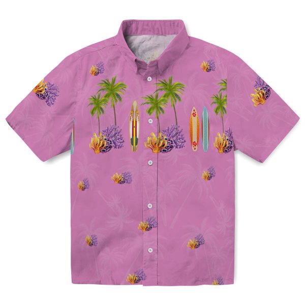 Coral Surfboard Palm Hawaiian Shirt Best selling