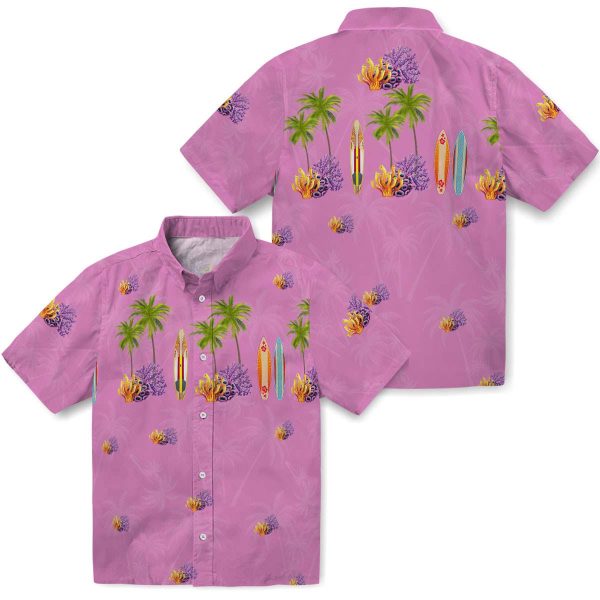 Coral Surfboard Palm Hawaiian Shirt Latest Model