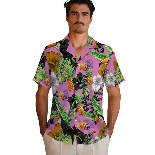 Coral Toucan Hibiscus Pineapple Hawaiian Shirt High quality