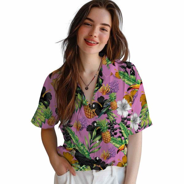 Coral Toucan Hibiscus Pineapple Hawaiian Shirt Trendy