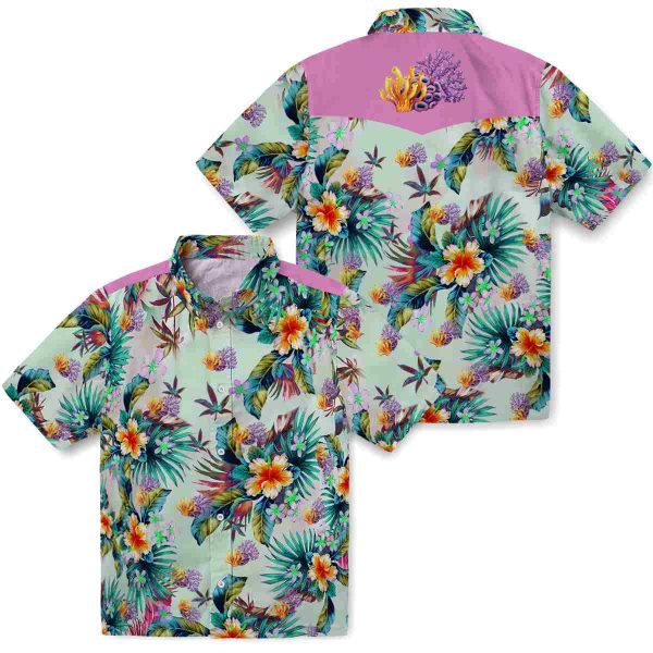 Coral Tropical Foliage Hawaiian Shirt Latest Model