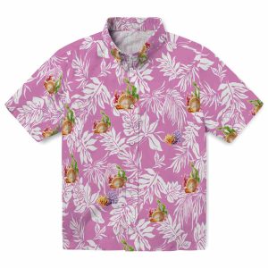 Coral Tropical Leaf Hawaiian Shirt Best selling