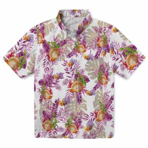 Coral Tropical Leaves Hawaiian Shirt Best selling