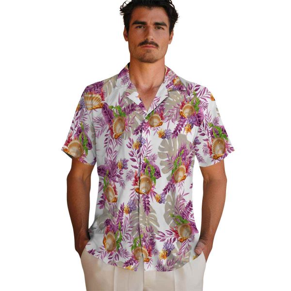 Coral Tropical Leaves Hawaiian Shirt High quality