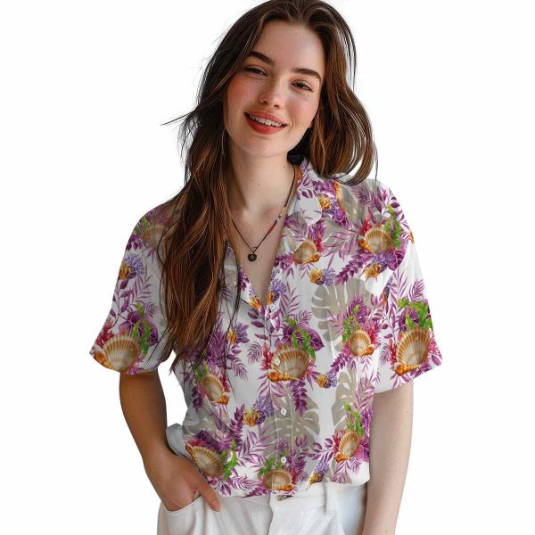 Coral Tropical Leaves Hawaiian Shirt Trendy