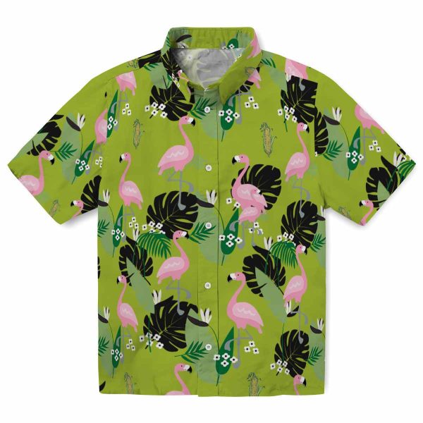 Corn Flamingo Leaf Motif Hawaiian Shirt Best selling