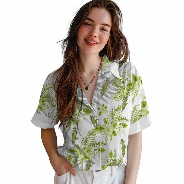 Corn Hibiscus Palm Leaves Hawaiian Shirt Trendy