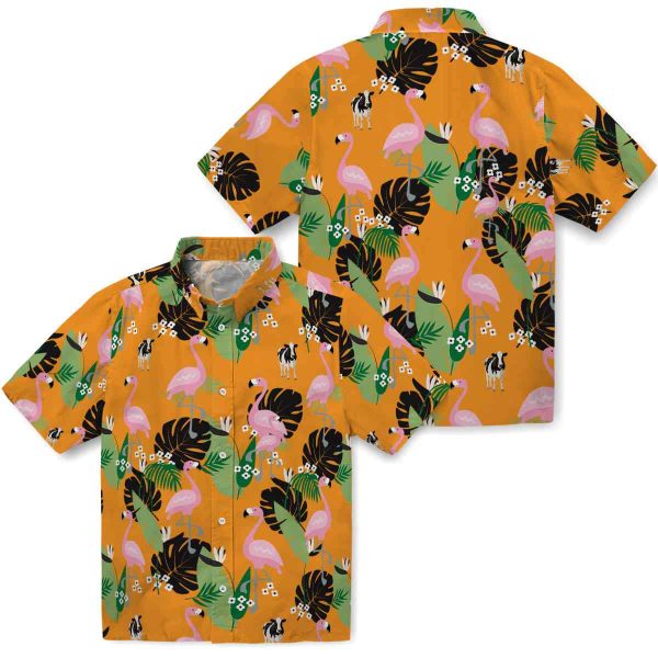 Cow Flamingo Leaf Motif Hawaiian Shirt Latest Model