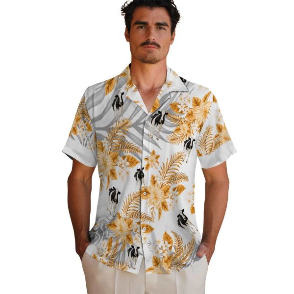 Cow Hibiscus Palm Leaves Hawaiian Shirt High quality