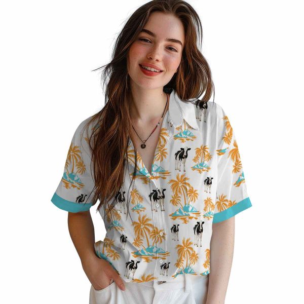 Cow Palm Island Print Hawaiian Shirt Trendy