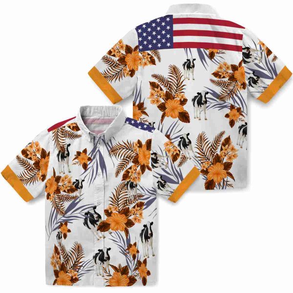 Cow Patriotic Hibiscus Design Hawaiian Shirt Latest Model