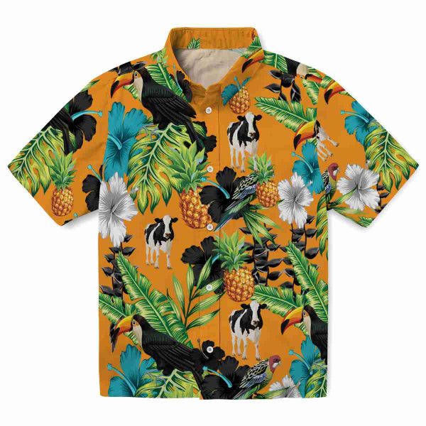 Cow Toucan Hibiscus Pineapple Hawaiian Shirt Best selling