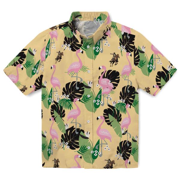 Cowboy Flamingo Leaf Motif Hawaiian Shirt Best selling