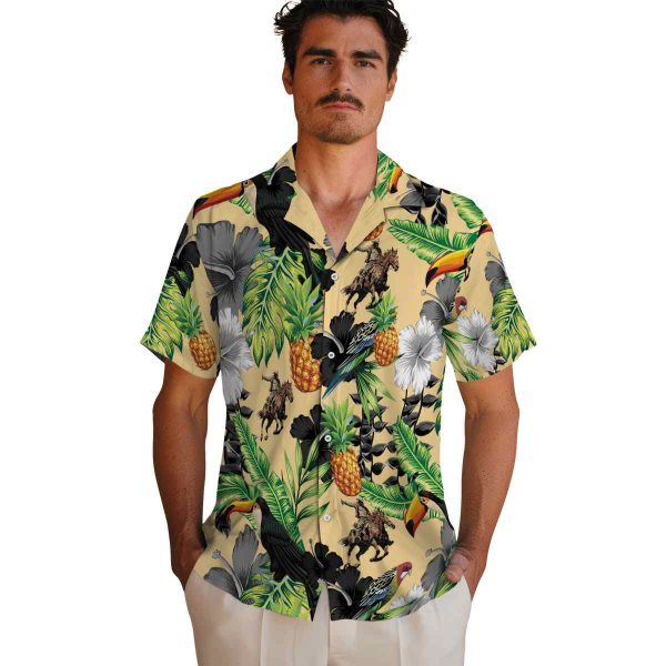 Cowboy Toucan Hibiscus Pineapple Hawaiian Shirt High quality