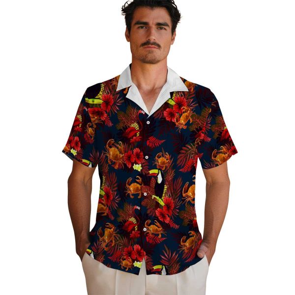 Crab Floral Toucan Hawaiian Shirt High quality