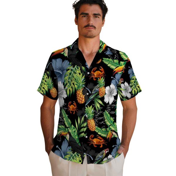 Crab Toucan Hibiscus Pineapple Hawaiian Shirt High quality