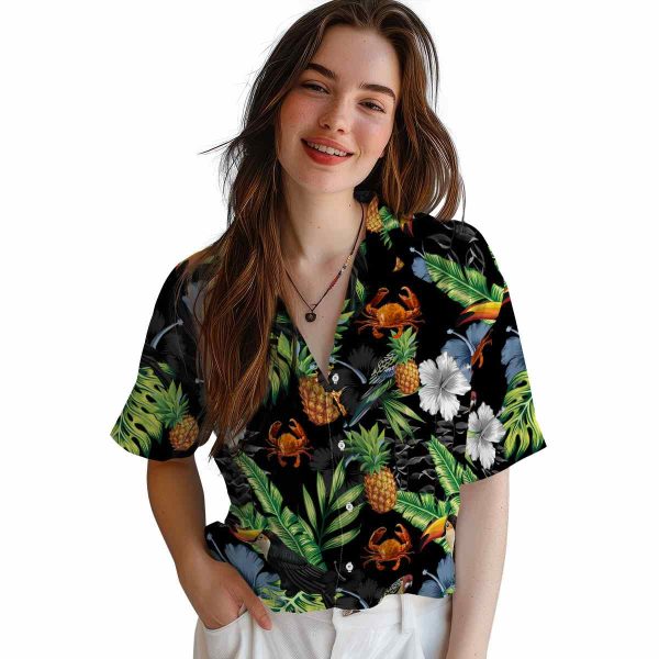 Crab Toucan Hibiscus Pineapple Hawaiian Shirt Trendy