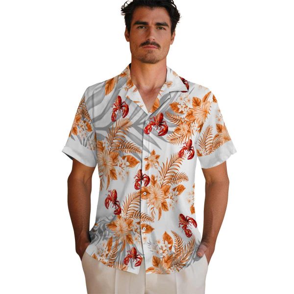 Crawfish Hibiscus Palm Leaves Hawaiian Shirt High quality