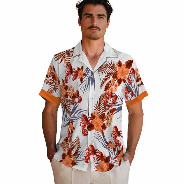 Crawfish Patriotic Hibiscus Design Hawaiian Shirt High quality