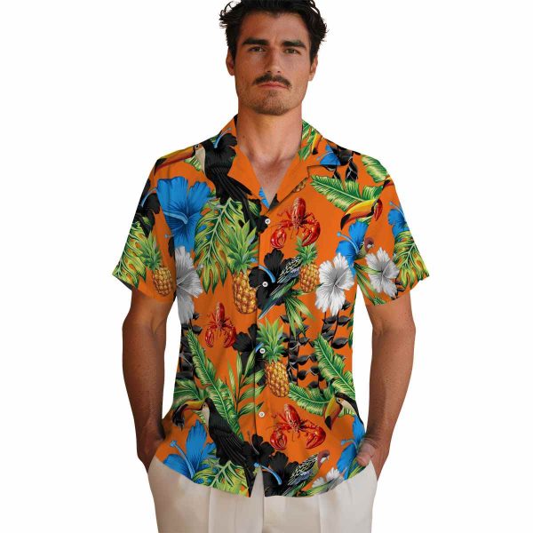 Crawfish Toucan Hibiscus Pineapple Hawaiian Shirt High quality